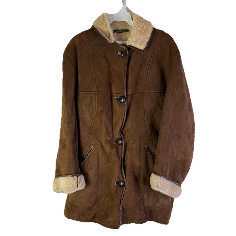Vintage 90s Nurseys Leather Sheepskin Marlboro Coat Penny Lane
